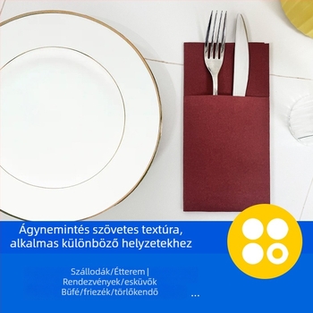 Kés- és villa készlethez való egyszer használatos szalvéta logóval, pormentes, cellulózból, 50 lap, egy réteg
