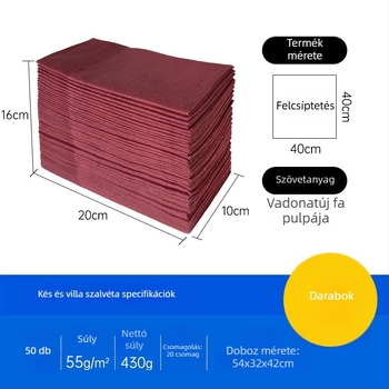 Kés- és villa készlethez való egyszer használatos szalvéta logóval, pormentes, cellulózból, 50 lap, egy réteg
