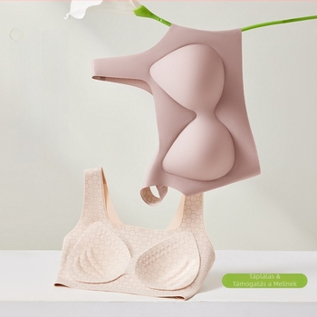 Sima varrás nélküli melltartó Ice Silk anyagból, fix kosarakkal és Push-Up támogatással, megakadályozza a lógást, összegyűjti az oldalsó kebleket, megakadályozza a kivillanást, drót nélküli