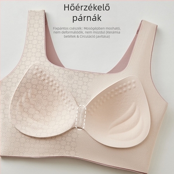 Sima varrás nélküli melltartó Ice Silk anyagból, fix kosarakkal és Push-Up támogatással, megakadályozza a lógást, összegyűjti az oldalsó kebleket, megakadályozza a kivillanást, drót nélküli