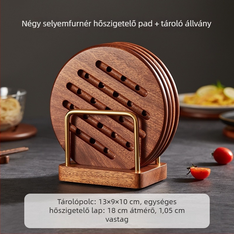 Kör alakú fa hőszigetelő alátét edényekhez, csúszásmentes, prémium minőség, kínai stílus