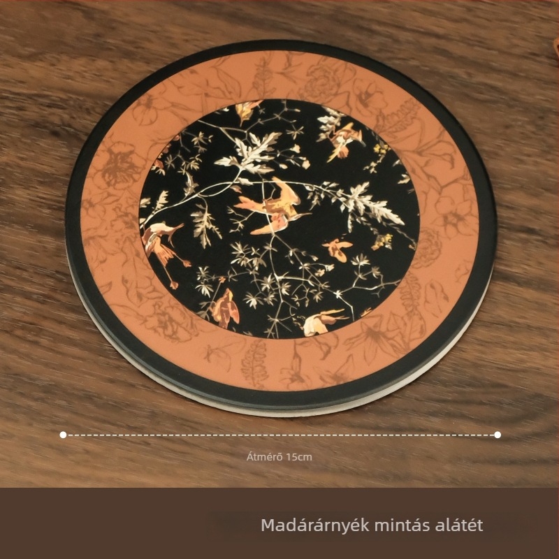 Kör alakú kerámia hőálló alátét edényekhez, virágmintás, könnyed luxus-retro stílus.