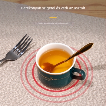 PVC-bőr textúrájú asztal alátétek, négyzetes, vízálló és hőálló, első osztályú minőség