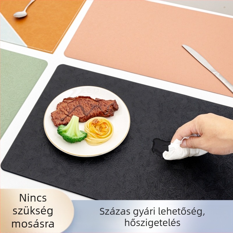 PVC-bőr textúrájú asztal alátétek, négyzetes, vízálló és hőálló, első osztályú minőség