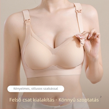 Szoptatós melltartó vékony, formázott kosarakkal, dupla emeléssel, puha támasztás, fodros dizájnnal, kismama melltartó merevítő nélkül