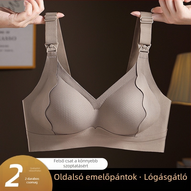Szoptatós melltartó vékony, formázott kosarakkal, dupla emeléssel, puha támasztás, fodros dizájnnal, kismama melltartó merevítő nélkül