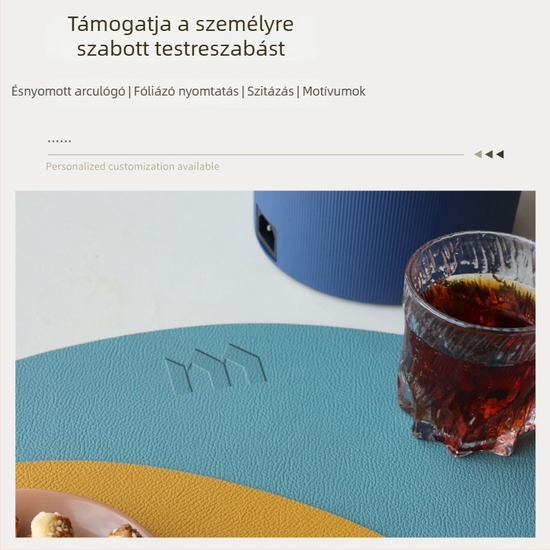 Lychee mintás PVC bőr étkezési alátét, kerek, vízálló, hőálló