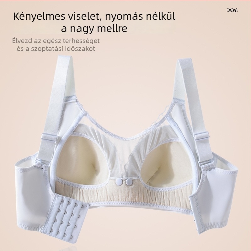 Drót nélküli, csipkés szoptatós melltartó terhességre és szülés utáni időszakra, elülső záródás