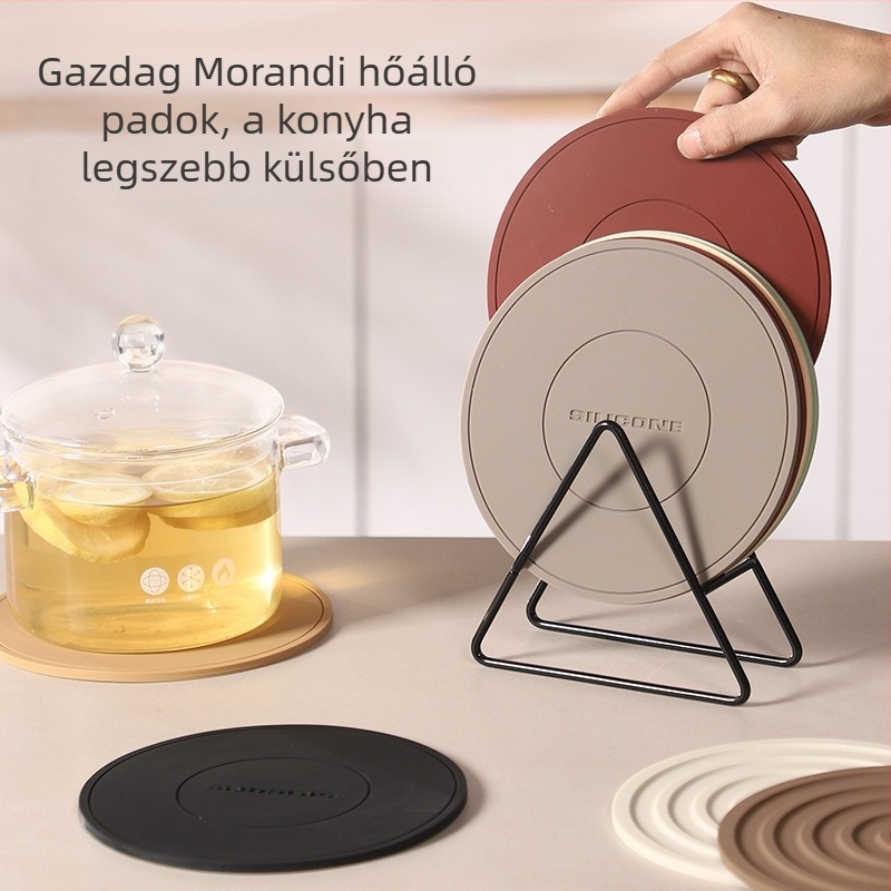 Szilikon hőszigetelő alátét, kerek formájú pohár- és edényalátét, égés elleni védelem, magas hőállóság, háztartási használatra