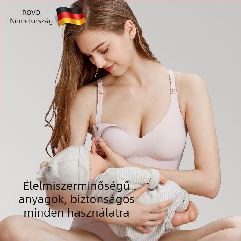 Rovo kismama szoptatós melltartó, seamless, push-up, anti-lógás, csúszásmentes kosarakkal, hátoldali négy soros hook-zár