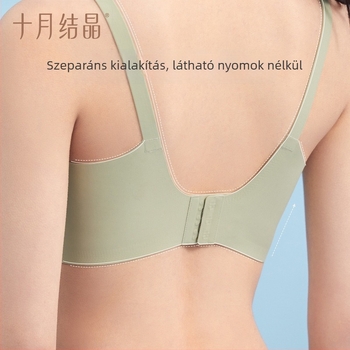 Terhes- és szoptatós melltartó anti-esés támogatással és formázó hatással a szoptatáshoz; anyag nylon/spandex; rögzített, dupla vállpántok; vékony, formázott kosár; hátul négy sor kapcsok