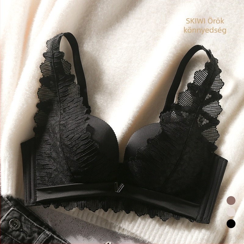 Drót nélküli szoptatós melltartó latex csipével és nylon anyagból, kosár 3/4, levehető dupla vállpántok, hátul négy sor zár