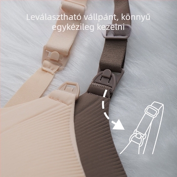 Szoptató terhes melltartó vékony, formázott kosarakkal, drót nélküli, oldalsó anti-szivárgás dizájn, nylon/poliamid anyag, hátul négy sor kapoccsal