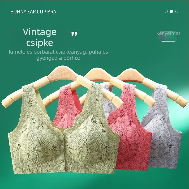 Szoptatós melltartó előlkapcsos, nyitható gombos dizájn, vezeték nélküli, vékony kosárkák, szülés utáni
