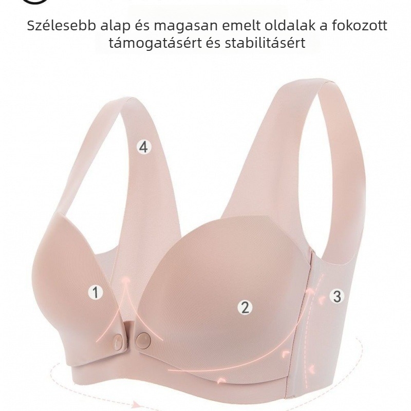 Elülső záródású szoptatós melltartó, 100% pamut, minden szakaszhoz, acélgyűrű nélkül