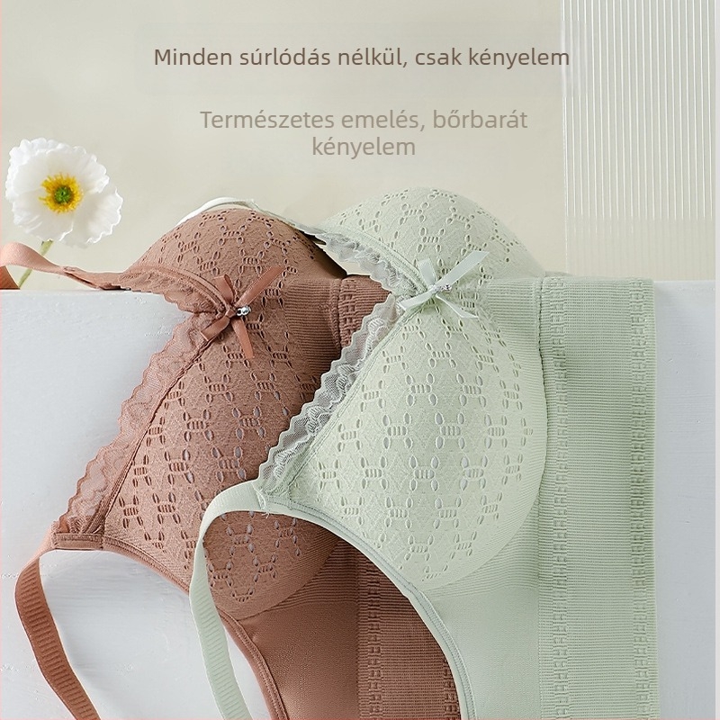 Szoptatós melltartó, teljes kosár, latex formázott kosár, vezeték nélküli, fix pántok, hátul három sor kampó