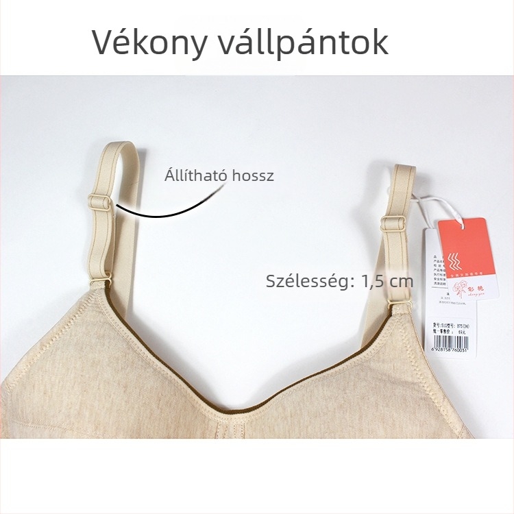Zhang Yan 510 Színes pamutból készült, nélküli merevítő melltartó nagyméretű nőknek, középkorú és idősebbek számára, két sor csattal, vékony formázott kosár, felső tartás, légáteresztő
