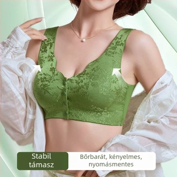 Reliefes jacquard melltartó elülfel zárással, középkorú és idősebb nőknek, anyai stílus, formázó hatás, merevítő nélkül, varrás nélküli