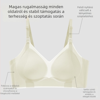 Szoptatós melltartó – antibakteriális nejlon anyag, acélgyűrű nélkül, anti-sagging, hátul négy sor kapoccsal, lélegző