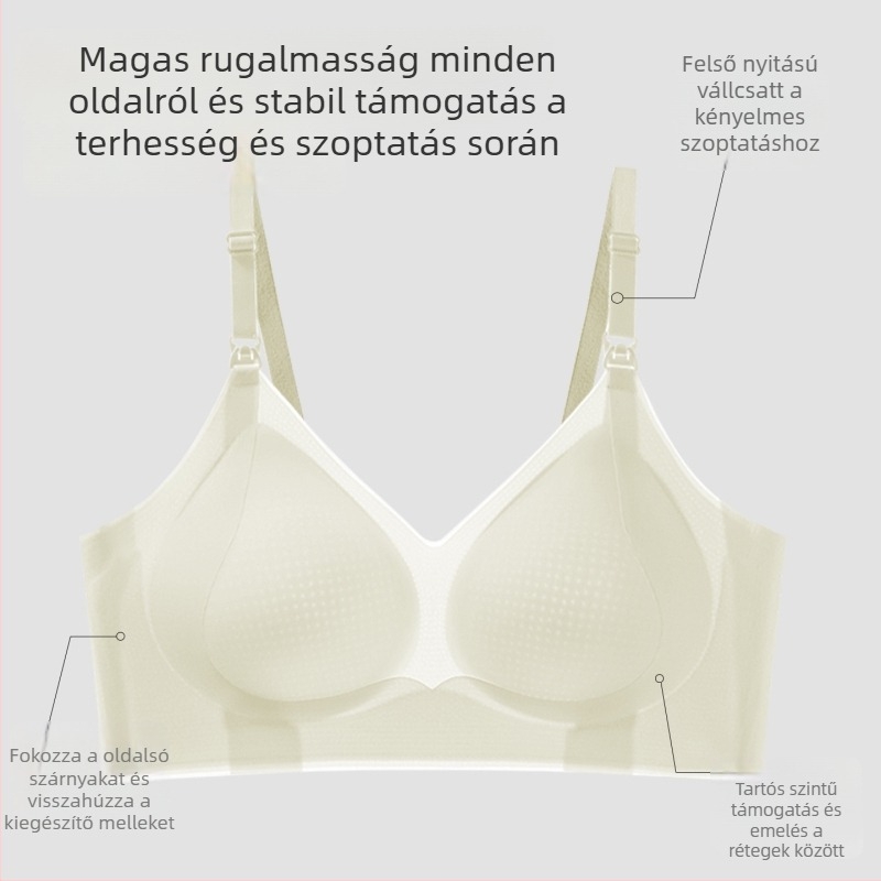 Szoptatós melltartó – antibakteriális nejlon anyag, acélgyűrű nélkül, anti-sagging, hátul négy sor kapoccsal, lélegző