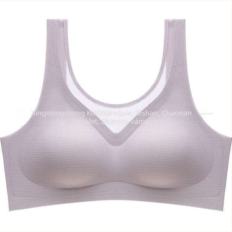 Quanshengmei 8832 Varrás nélküli sportmelltartó, drót nélküli, ütéscsillapító futáshoz, formázó hatás, hátsó Ice Silk, vékony kosár