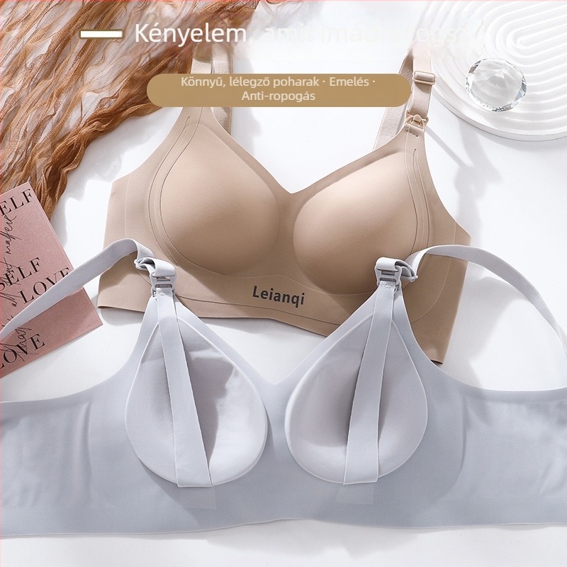 Terhesség és szoptatós melltartó — Anyag: nylon; Bélés: nylon (50–70%); Varrás nélküli dizájn; Vékony formázott kosarak; Szoptatási funkció