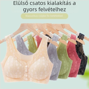 Elöl záródású szoptatós melltartó anyáknak, csipkés virágmintával, oldaltámasz