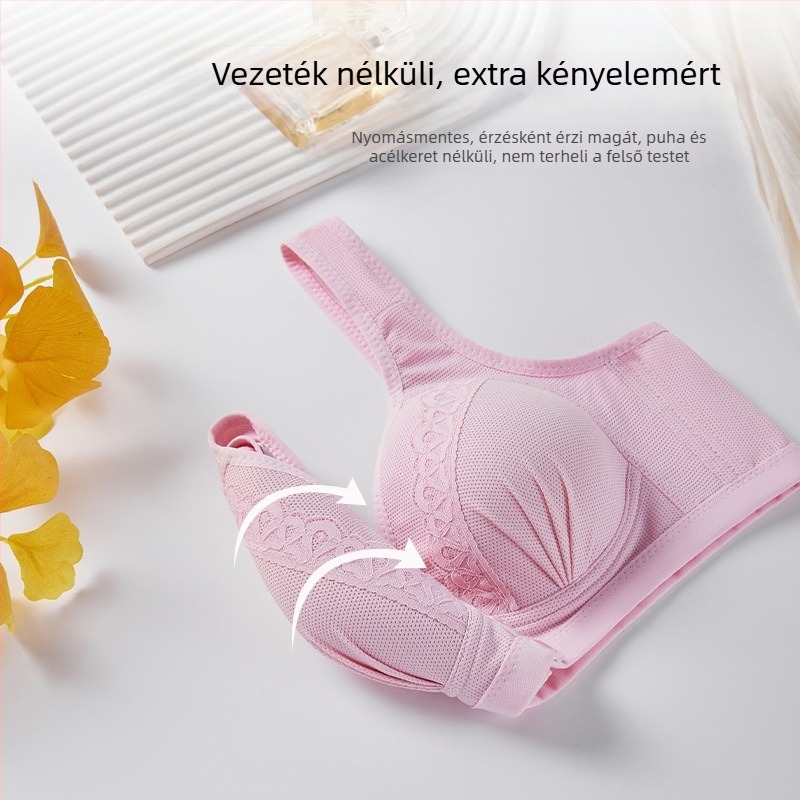 Melltartó középkorú anyáknak, elöl zárható, csipke (teljes kosár; vékony formázott kosár; csipke; fix vállpántok)