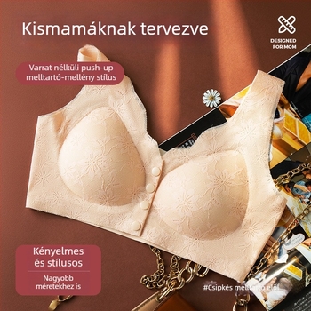Elöl záródó melltartó középkorú és idősebb nőknek, teljes kosár, nagy méretek, mellény-stílusú