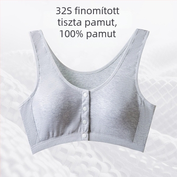 Pamut melltartó vestés stílusban, teljes kosár, elöl záró patent, rögzített dupla vállpánt
