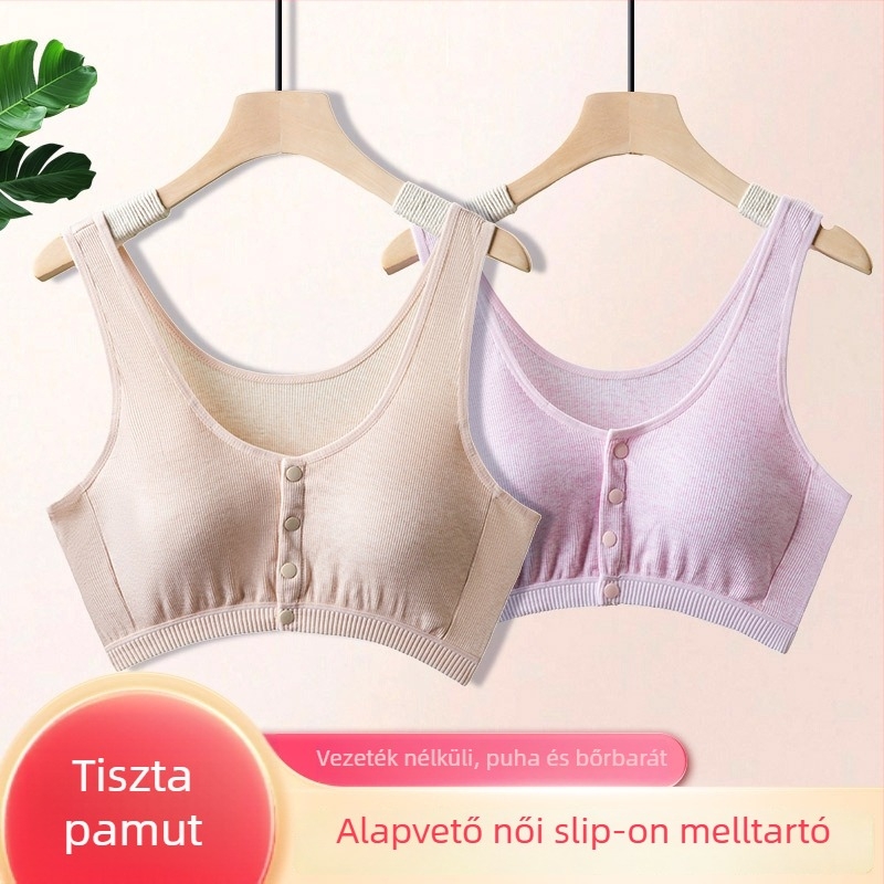 Pamut melltartó vestés stílusban, teljes kosár, elöl záró patent, rögzített dupla vállpánt