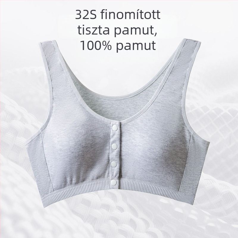 Pamut melltartó vestés stílusban, teljes kosár, elöl záró patent, rögzített dupla vállpánt