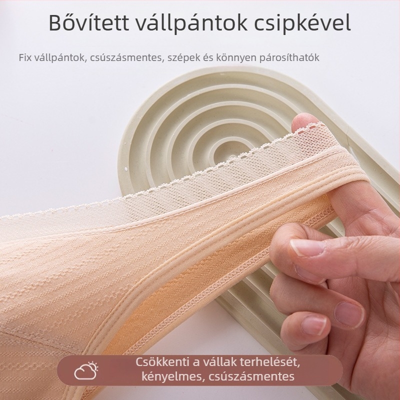 Vest-stílusú szoptatós melltartó, pamut jacquard anyag, elöl záródó, teljes kosár, rögzített dupla vállpántok