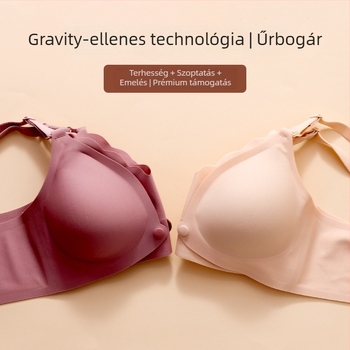 Szoptatós melltartó előre nyíló csattal, vékony formázott kosár, nejlon anyag, 43% spandex bélés, huzalmentes, fix dupla vállpántok