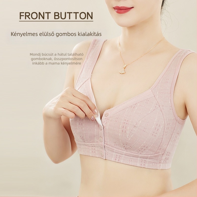 Pluszméretű elöl záródó, vezeték nélküli melltartó, mellény-stílus, lélegző nylon alapanyag, pamut bélés