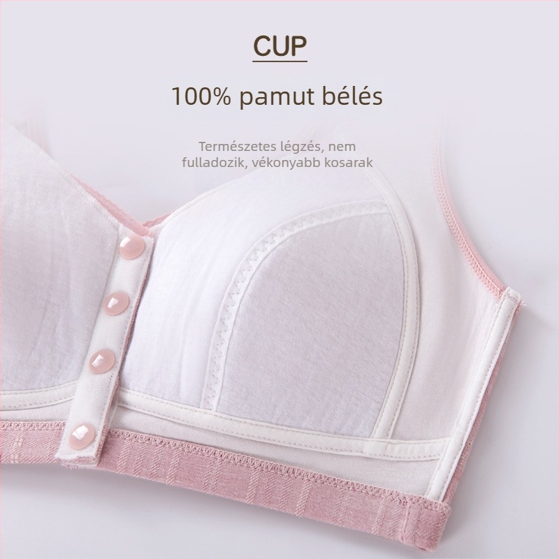 Pluszméretű elöl záródó, vezeték nélküli melltartó, mellény-stílus, lélegző nylon alapanyag, pamut bélés