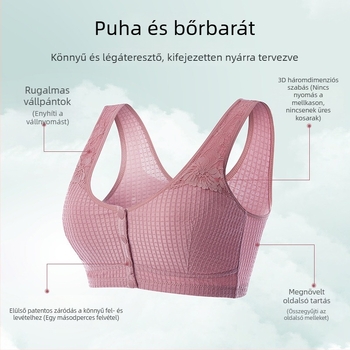 Plusz méretű, légáteresztő, merevítő nélküli melltartó, elöl záródó, mellény típusú, nyárra