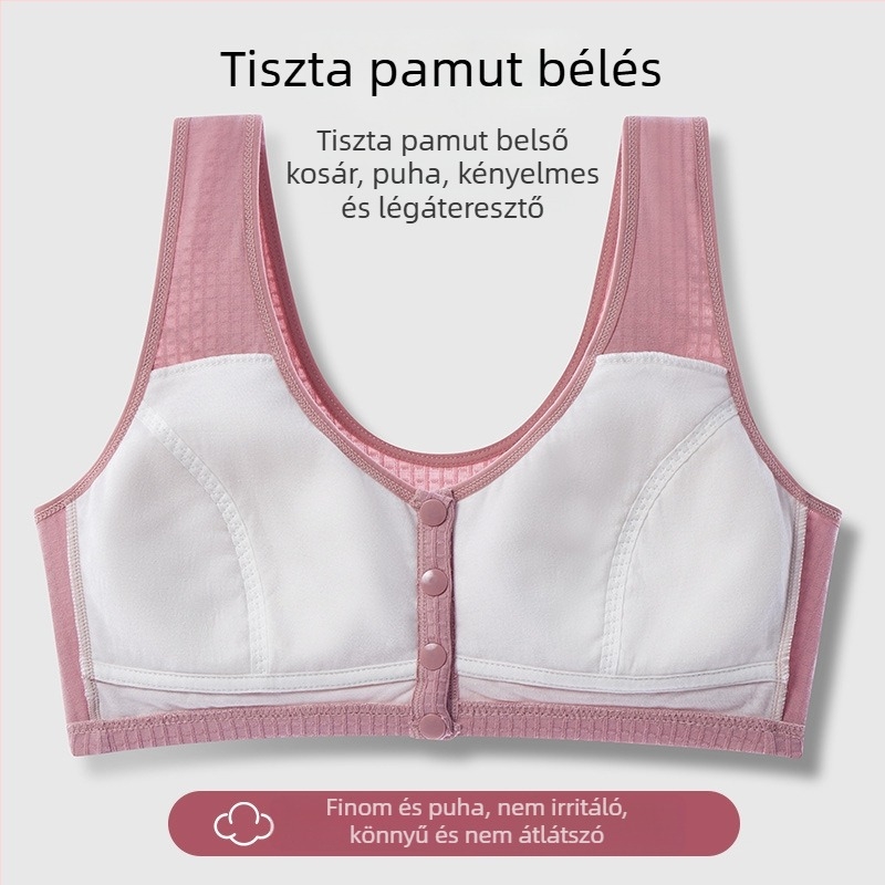 Plusz méretű, légáteresztő, merevítő nélküli melltartó, elöl záródó, mellény típusú, nyárra