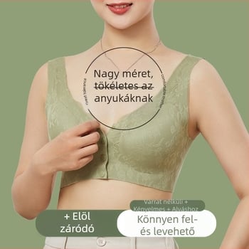 Elöl záródó, seamless melltartó középkorú és idősebb nőknek, merevítő nélkül, hátsó formázó, plusz méret
