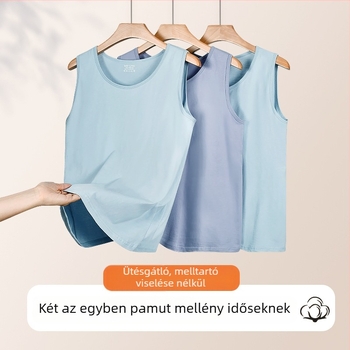 100%-os pamut női melltartó-top idős nőknek, nyári kerek nyakú, karcsúsított, vékony alapréteg, viselhető külső ruhaként
