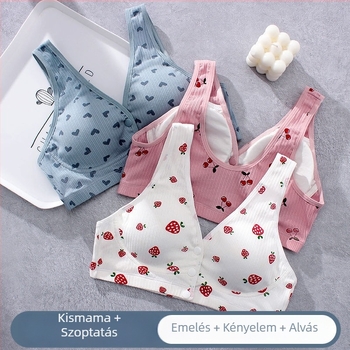 Szoptatós melltartó 100% pamutból, vékony formázott kosarak, acélkeret nélküli, egy darabból álló kialakítás, minden terhességi szakaszhoz és szoptatáshoz