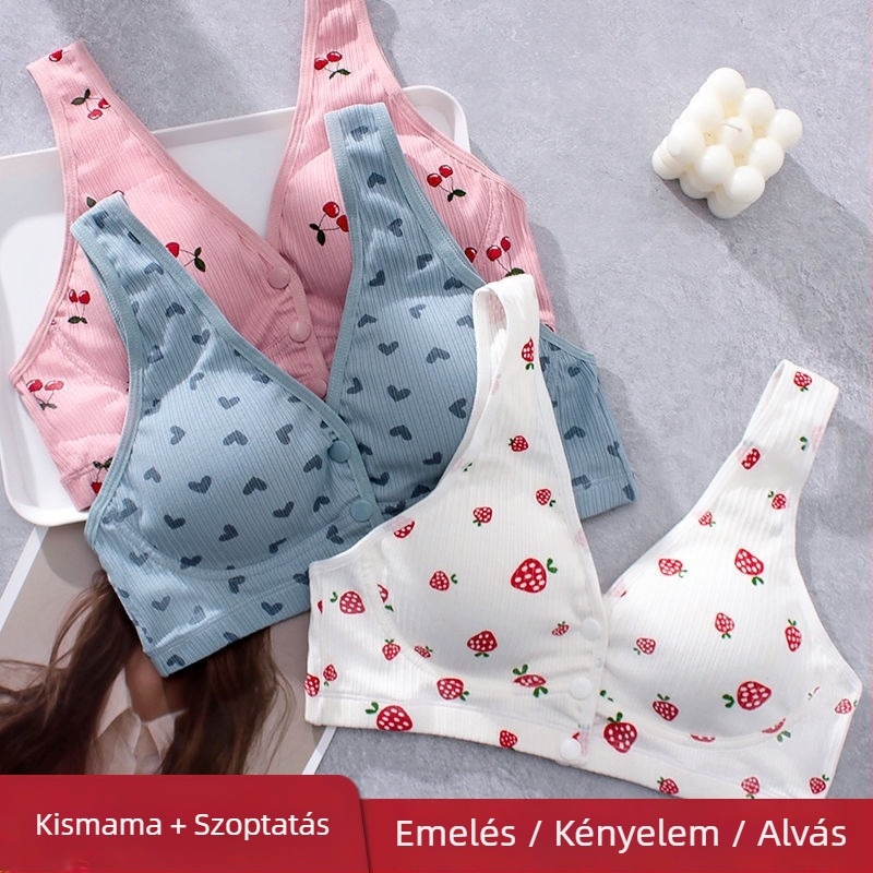 Szoptatós melltartó 100% pamutból, vékony formázott kosarak, acélkeret nélküli, egy darabból álló kialakítás, minden terhességi szakaszhoz és szoptatáshoz