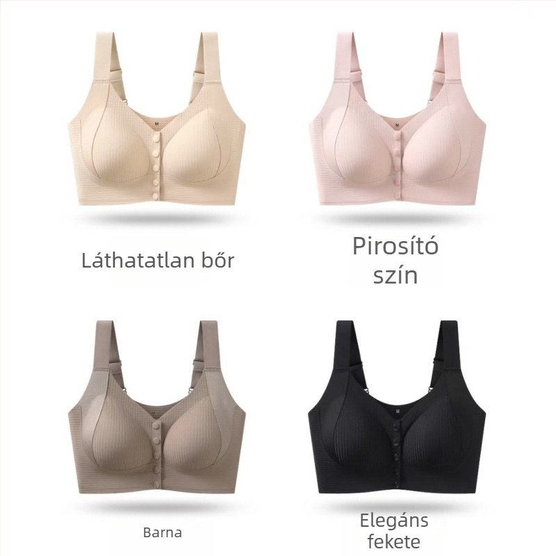 Plusz méretű varrás nélküli melltartó elől záródó, drót nélküli, lélegző, vékony kosár