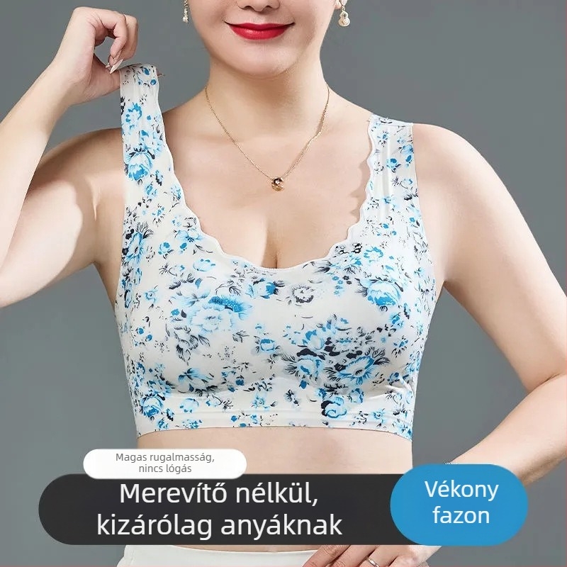 Nyári melltartó vezeték nélküli háttámasz-sal, varrás nélküli, ultra vékony ice silk anyag, nagy méretek, teljes kosár