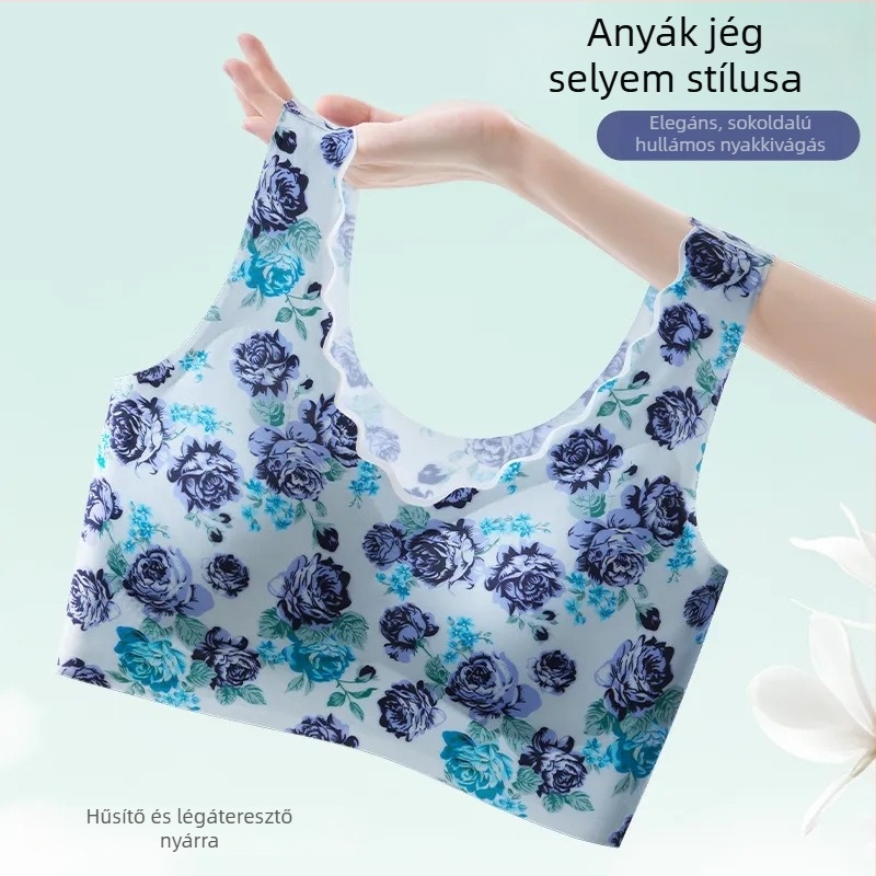Nyári melltartó vezeték nélküli háttámasz-sal, varrás nélküli, ultra vékony ice silk anyag, nagy méretek, teljes kosár