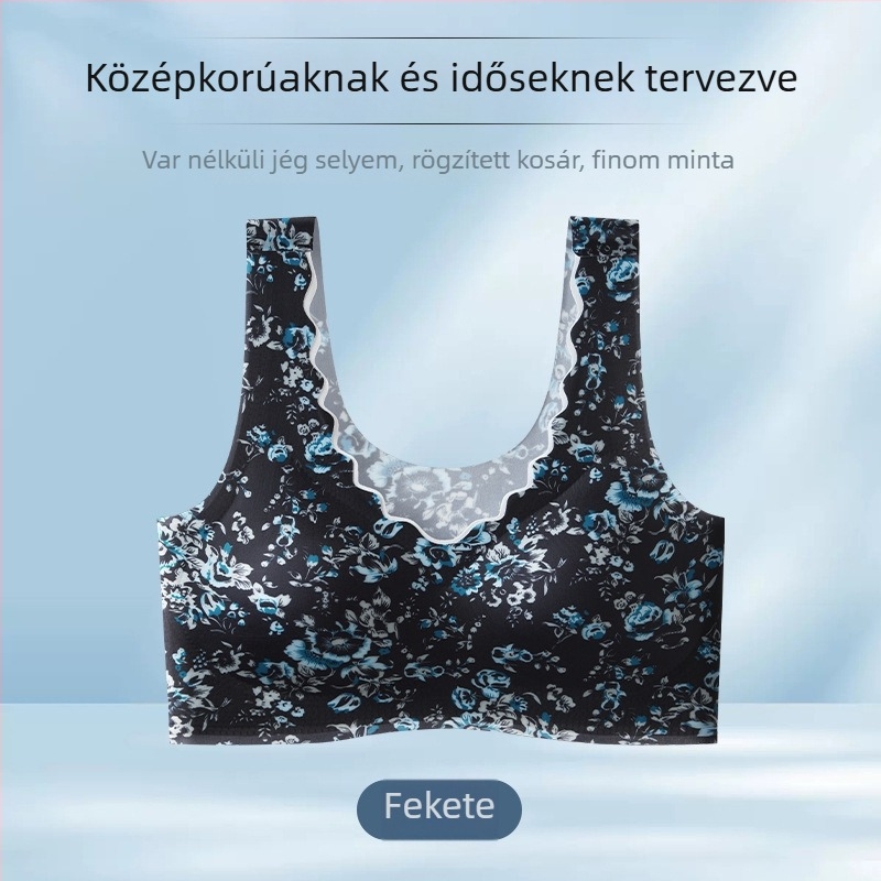 Nyári melltartó vezeték nélküli háttámasz-sal, varrás nélküli, ultra vékony ice silk anyag, nagy méretek, teljes kosár
