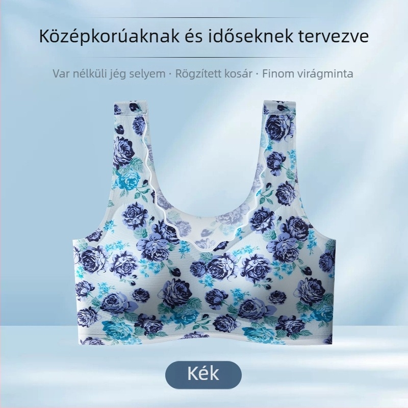 Nyári melltartó vezeték nélküli háttámasz-sal, varrás nélküli, ultra vékony ice silk anyag, nagy méretek, teljes kosár