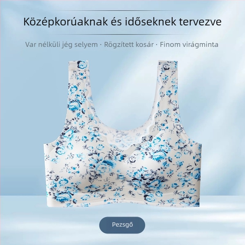 Nyári melltartó vezeték nélküli háttámasz-sal, varrás nélküli, ultra vékony ice silk anyag, nagy méretek, teljes kosár