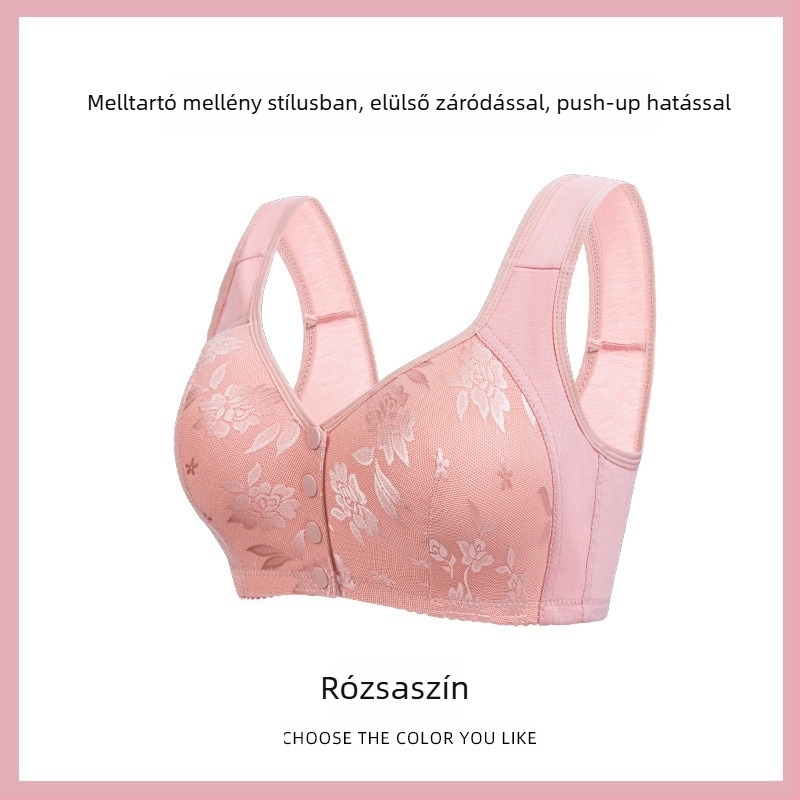 Vékony melltartó elöl záródó, merevítő nélküli, plusz méret, széles vállpántok, szép hátsó rész, lélegző