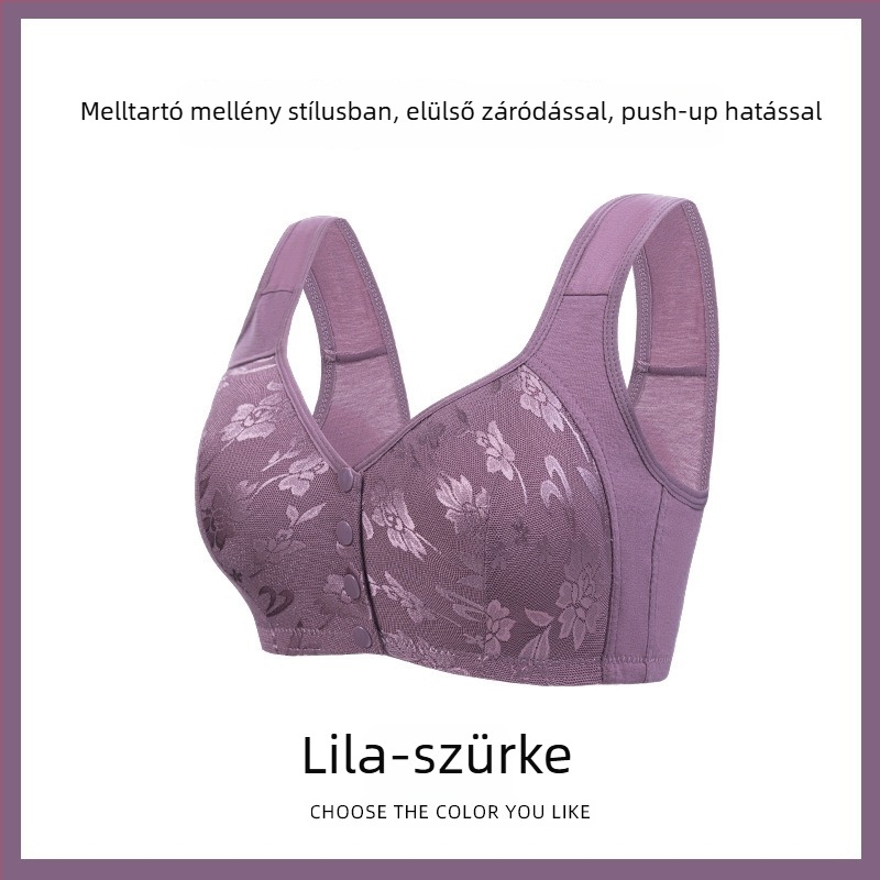 Vékony melltartó elöl záródó, merevítő nélküli, plusz méret, széles vállpántok, szép hátsó rész, lélegző